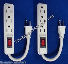 2X Mini Add-on DJ Band 3 Outlet AC POWER STRIP w/ Lighted On/Off Switch 5″ Cord