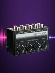 Mini Stereo 4 Channel Passive Mixer RCA Portable Audio Mixer 1 in 4 Out New