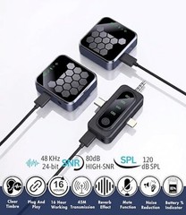NEW 2026 Mini 3 in 1 Noise-Cancelling Wireless Lavalier Microphone. 45M Long