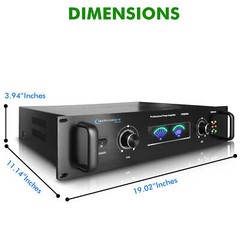 Technical Pro 6000 Watt 2-Channel Stereo Power Amplifier for Home Speaker System