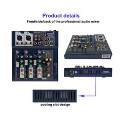 Handheld W/Headset Lavalier Lapel Microphone 4-Channel Sound Mixing USB Console