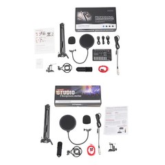 Condenser Microphone Pro Audio Mixer Podcast Equipment F998 Max Sound Card+BM800