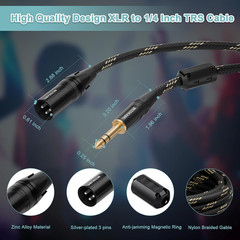 6Ft 2Pack XLR to 1/4 Inch TRS to XLR Nylon Braided Male to Male Microphone Cable