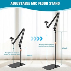 Microphone Stand with Weighted Base, Mic Floor Stand Boom Arm with Mic Access…