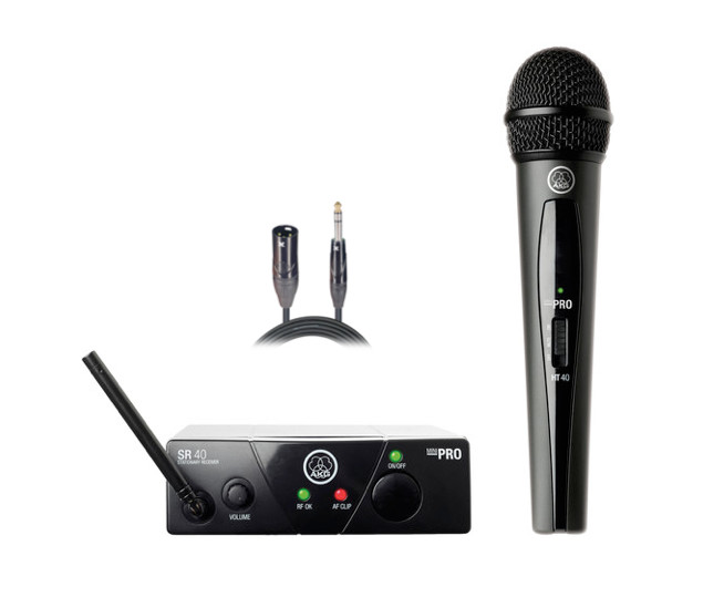 AKG WMS40 Mini Single Handheld Vocal Set + 10′ TRS-XLR