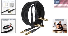 30ft TRS Cable 2-Pack, Right-Angled 6.35mm Male Jack Stereo