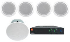 JBL CSA 280Z Commercial 70v Amplifier+(4) 6.5″ In-Ceiling Speakers+8″ Subwoofer