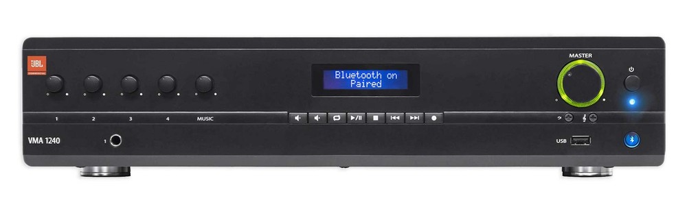 JBL VMA1240 Commercial/Restaurant 240W 70v Bluetooth Mixer/Amplifier, 5 Inputs