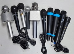 Lot of 10 Assorted Microphones – Untested, Various Models & Colors, Used
