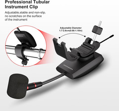 UHF Wireless Flute Microphone System with Rechargeable Receiver & Transmitter