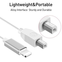 MeloAudio Lightning to MIDI Cable USB 2.0 5 feet, White