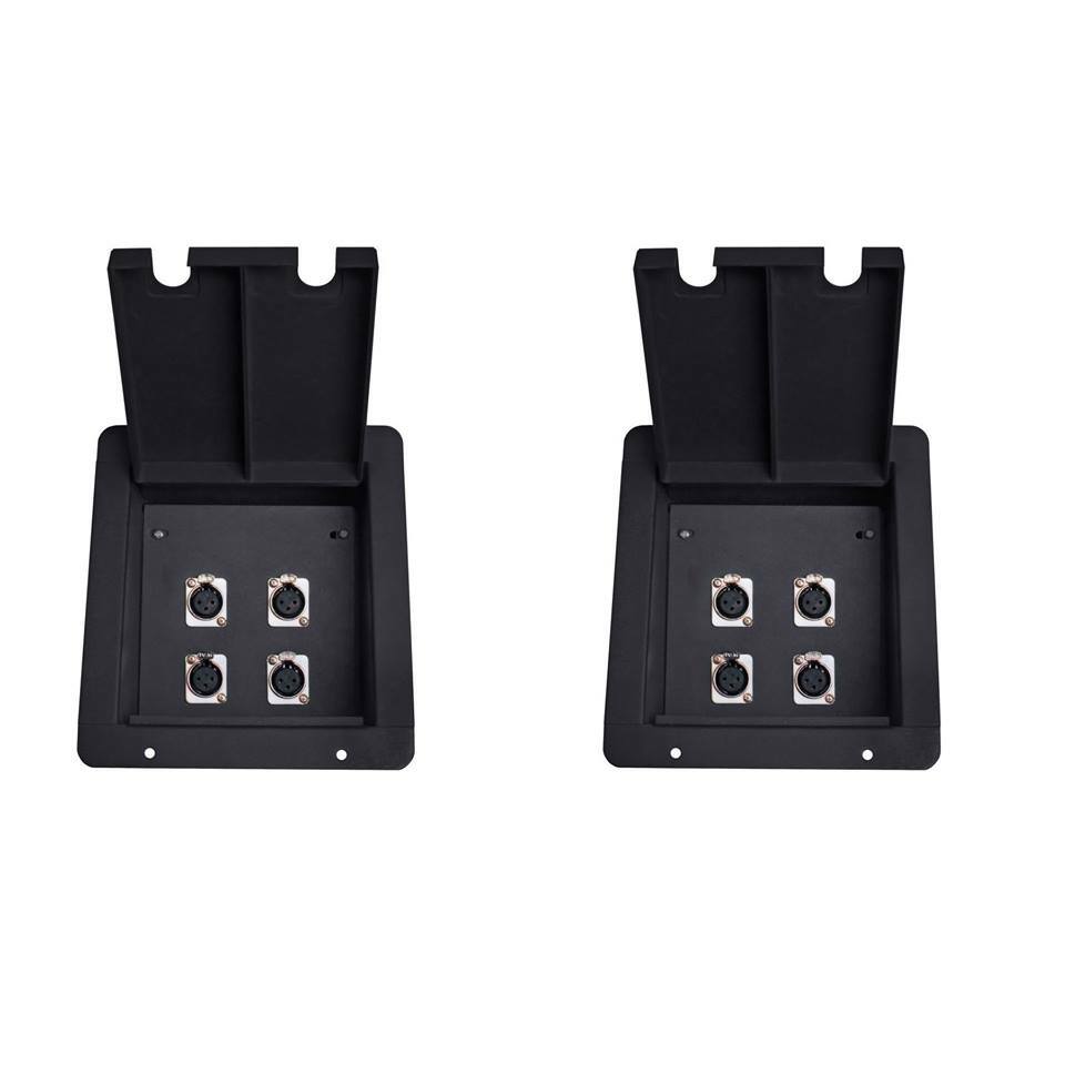 2 Elite Core Recessed Audio Stage Floor Box w/4 -XLR Female Mic Connectors