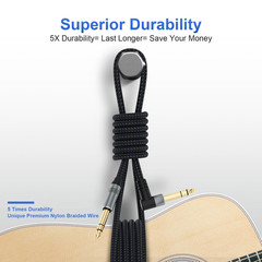 2 Pack Premium TRS Cable 10FT, 1/4 Inch TRS Cable- Noise Free and Long-Lasting S