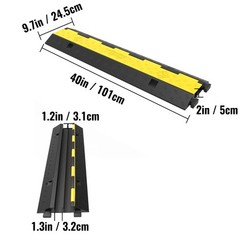 VEVOR 3 Pcs 2-Cable Rubber Electrical Wire Cover Cord Protector Ramp 11000 lbs