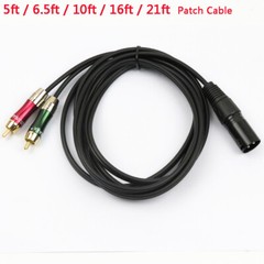 5ft /6.5ft /10ft /16ft /21ft XLR Male to 2 RCA Male Audio Y Splitter Patch Cable