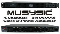 MUSYSIC Professional 4-Channel 2×9600 Watts D-Class 1U Power Amplifier MU-D9600