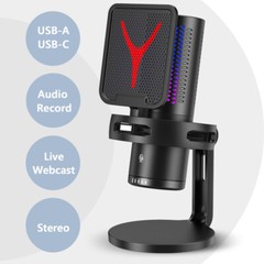 Gaming Microphone USB Computer Microphone for PC Mac PS4/5 Condenser Podcast RGB