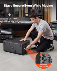 4U Rack Case 12in Depth Shallow Rackmount w/ Mic Compartment Flight Case