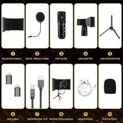 Upgraded Studio Recording Microphone with Isolation Shield & Pop Filter – Music