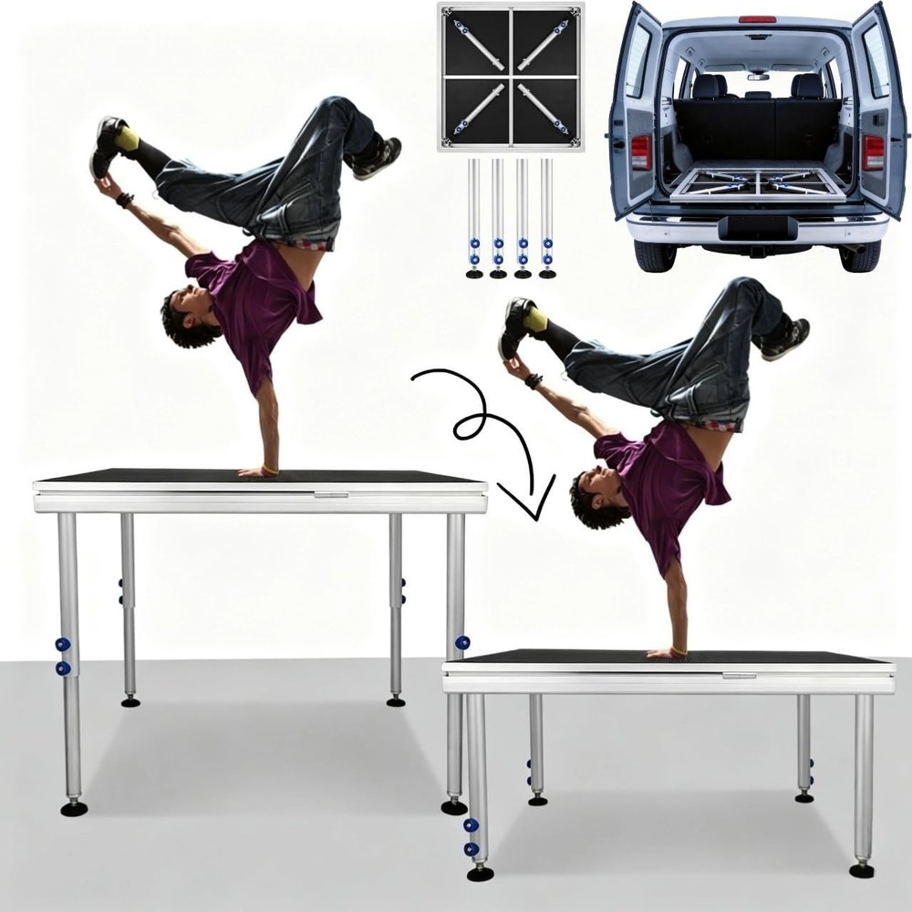 4x4FT Portable Stage 1650lbs for Weddings/Bars/Shows Adjustable 24-40 Anti-Slip