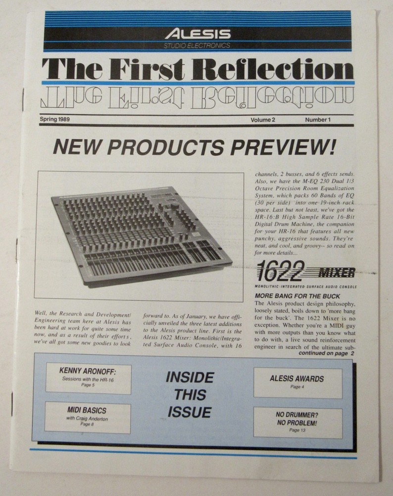 ALESIS First Reflection – Spring 1989 Vol 2, No 1 Studio Electronics Newsletter