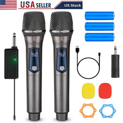 Handheld Mic Wireless VHF Professional Microphone System Karaoke w/Receiver 2PCS