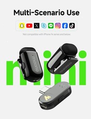 Wave T1 Mini Wireless Lavalier Microphone for iPhone 16 15, Android, Tablet, …
