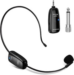 UHF Wireless Headset Microphone Cordless Head Mic System USB-C Charging