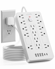 Surge Protector Power Strip-14 Outlets and 6 USB Ports, 6 Feet Flat Plug Exte…