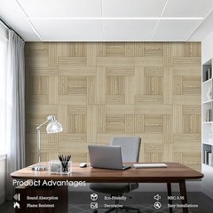 6 Pack Wood Acoustic Panels, Decorative Acoustic Wall 72×48 inches Loom Field