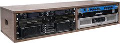 DIY 2x4U Studio Rack in Weathered Brown Baltic Birch for Home Studio