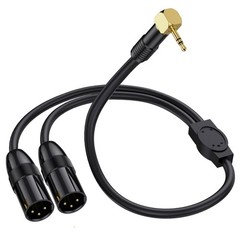 Right Angle 90Degree 3.5mm 1/8 inch to Dual XLR Y Splitter Cable(0.5 Meter)