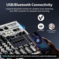 Professional Audio Mixer, Sound Console w/USB Audio Interface, 4-Channel Soun…