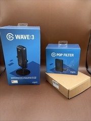 Elgato Wave:3 USB-C Condenser Microphone – w/ Shock Mount + Pop Filter Ideal