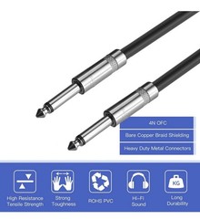 2 Pack 200ft 12AWG 1/4″ TS Speaker Cables Male to Male DJ PA Amp Patch Cord