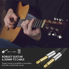 Guitar Instrument Cable 1/4in to 1/4in TS Straight Male to Male 6.35mm Mono Jack