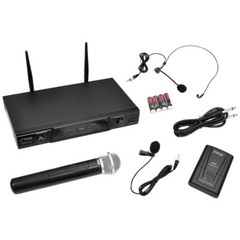 Pyle Wireless Microphone System w/Transmitter, Handheld and Headset Mics