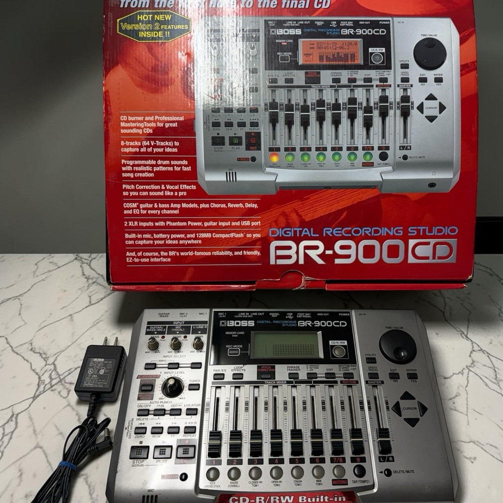 Boss BR-900CD Digital Recorder Used Tested w Adapter Box CF Card Ready to Record