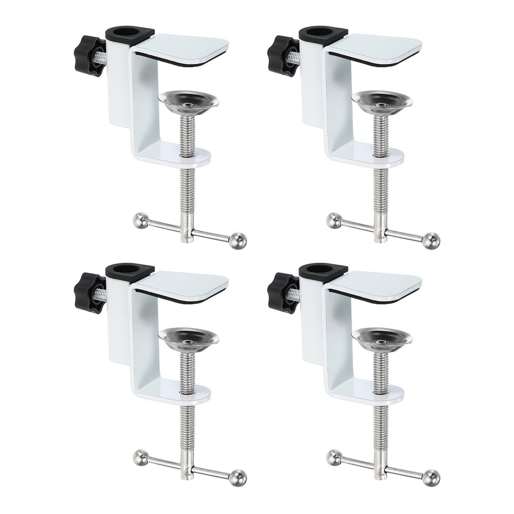 Universal Adjustable C-Clamp Mount Holder for Microphone, Lamp, 4 Pcs, White