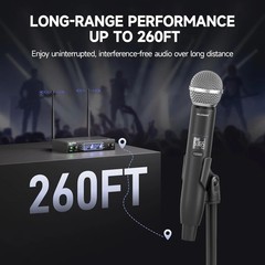 Dual Channel Wireless Microphone System, MELONARE Auto-Scan Professional Cordles