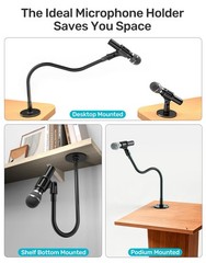 Etour 19-inch Gooseneck Microphone Holder 19 Inch + Flange Mount, Black