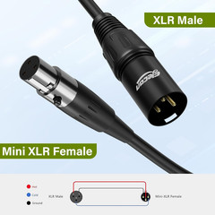 3 Pin XLR Male to Mini XLR Female (TA3F) Microphone Cable Adapter 3 Ft/2 Pack fo