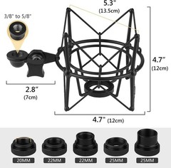 Anti-Vibration Microphone Shock Mount for Sennheiser MK4, MK8, -MT – Black Metal