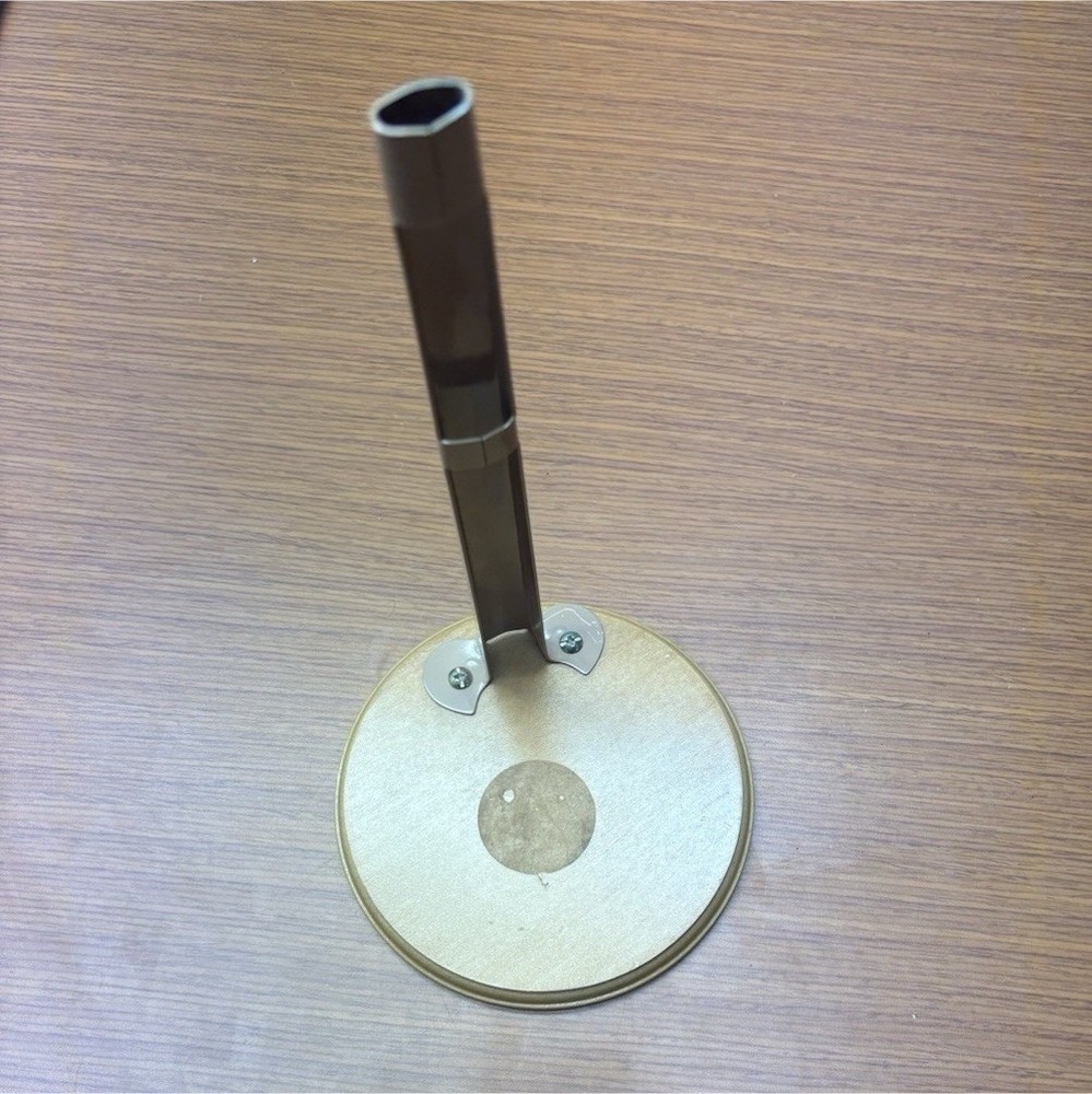 Metal Wood Tabletop Microphone Stand Holder Silver Beige