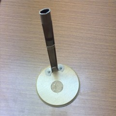 Metal Wood Tabletop Microphone Stand Holder Silver Beige
