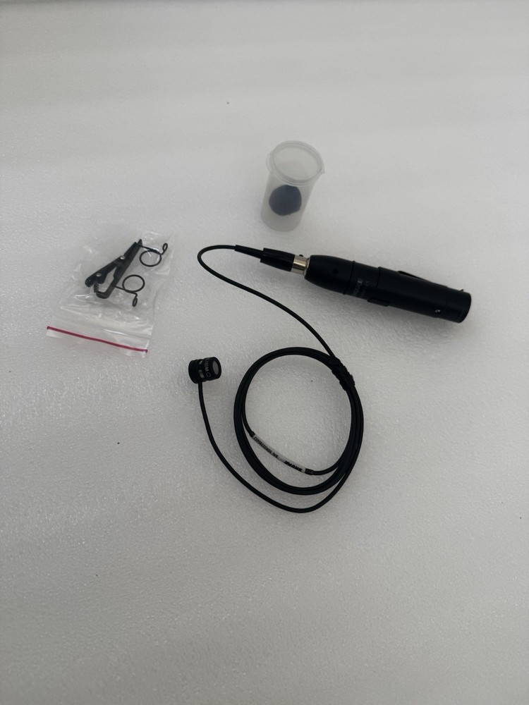Shure WL185MB/C-TQG Lavalier Mic + Microflex TA4F to XLR Inline Preamp, Black
