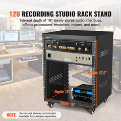 12U AV Rack Stand Steel 20.1 X 27.6 X 20.1 In. Network Stereo Recording Studio R