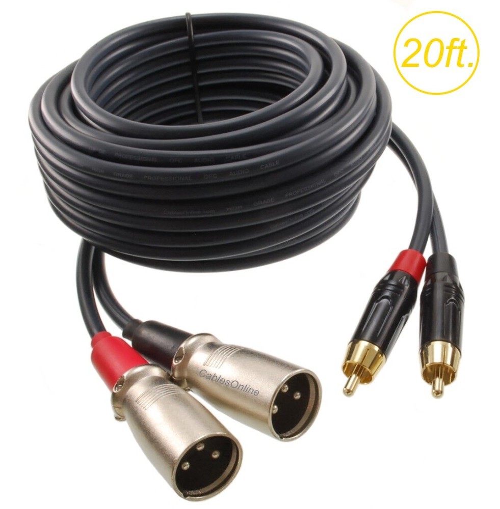 20ft. 2-XLR 3C Male to 2-RCA Male Stereo Audio Cable, CablesOnline XR-A220B