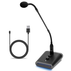 Professional 18″ Gooseneck USB Microphone with RGB Lights, Gain & Mute – Ideal f
