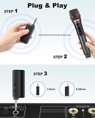 Wireless Microphones, Metal Dynamic Microphone System with Rechargeable Recei…